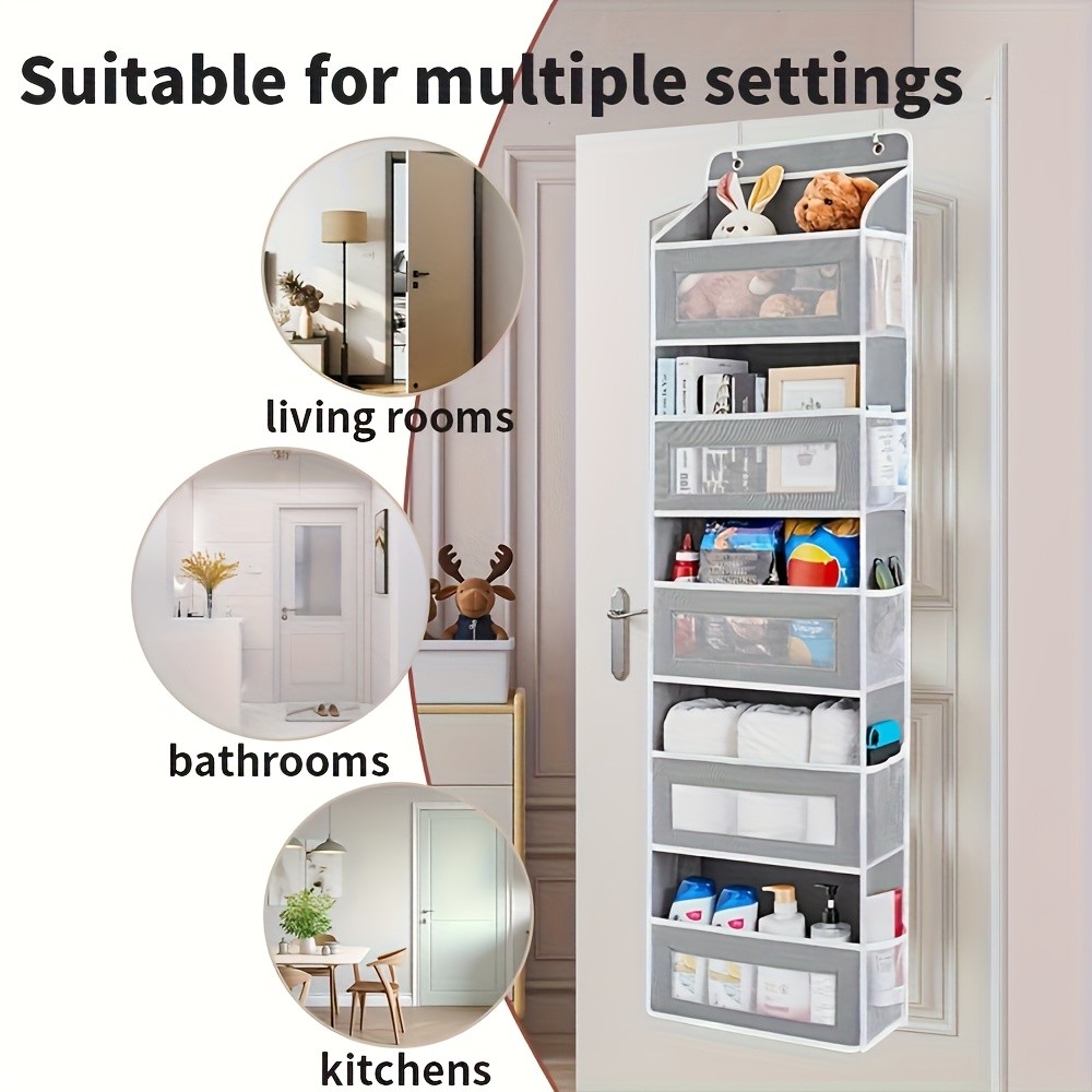 WIEZ 5-Layer Over-the-Door Storage Box  Large-Capacity Anti-Dumping Organizer for Bedrooms, Bathrooms & Kids Rooms