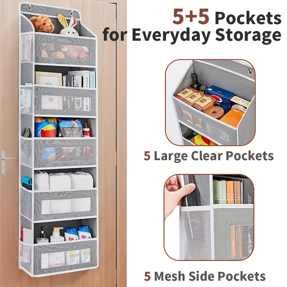 WIEZ 5-Layer Over-the-Door Storage Box  Large-Capacity Anti-Dumping Organizer for Bedrooms, Bathrooms & Kids Rooms