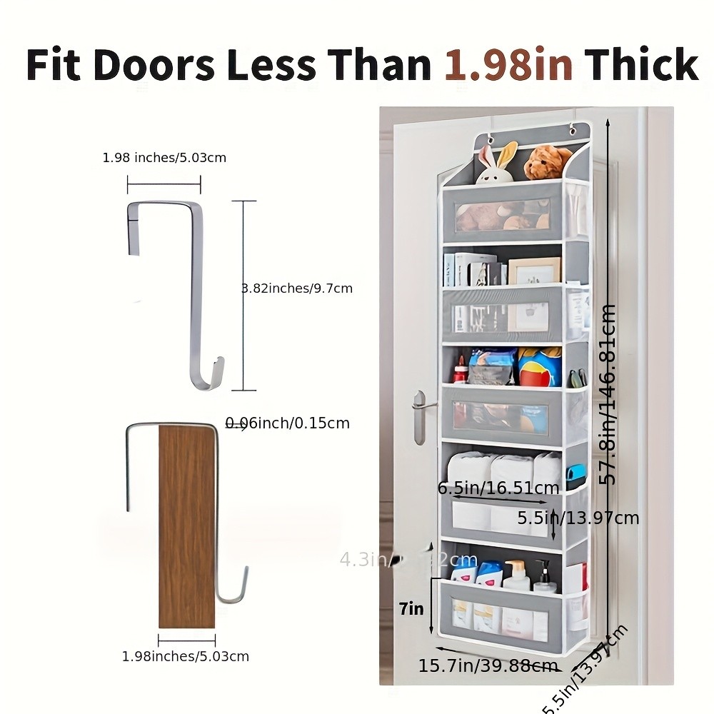 WIEZ 5-Layer Over-the-Door Storage Box  Large-Capacity Anti-Dumping Organizer for Bedrooms, Bathrooms & Kids Rooms