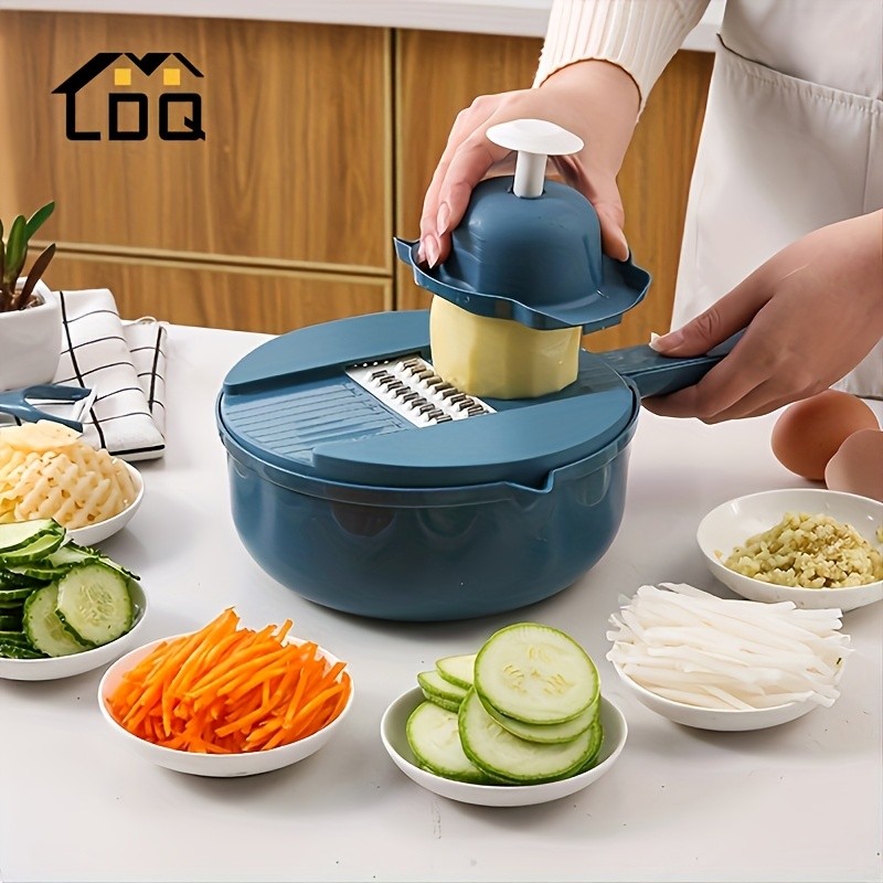 LDQ 12-in-1 Multi-Functional Vegetable Chopper  Manual Slicer, Shredder & Grater for Carrots, Potatoes & Radish