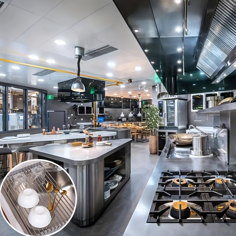 LDQ Deluxe Roll-Up Stainless Steel Dish Drying Rack Space-Saving Over-the-Sink Organizer with Sleek Metallic Finish