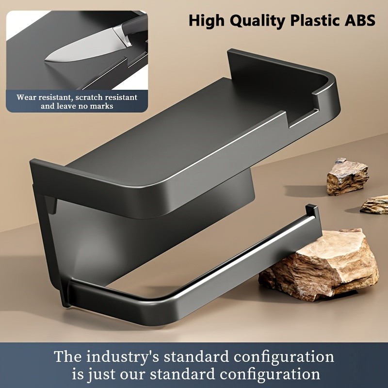 LDQ Luxury Self-Adhesive Wall-Mounted Tissue Holder Modern Space-Saving Bathroom Rack with Built-In Storage Shelf