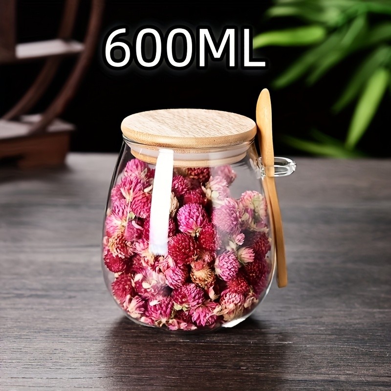 LDQ Airtight Glass Storage Jar with Spoon Premium Jar Set for Coffee, Sugar, Tea, Salt, Candy & Spices