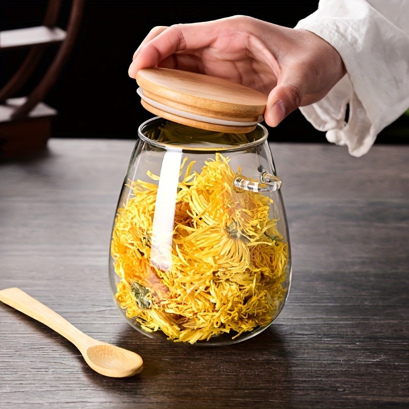 LDQ Airtight Glass Storage Jar with Spoon Premium Jar Set for Coffee, Sugar, Tea, Salt, Candy & Spices