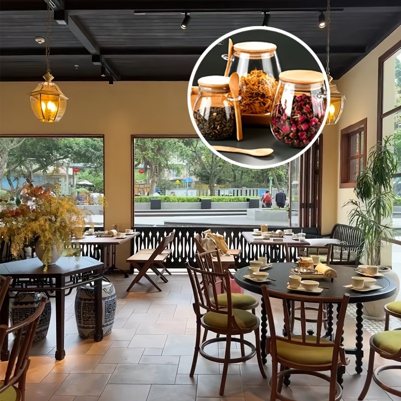 LDQ Airtight Glass Storage Jar with Spoon Premium Jar Set for Coffee, Sugar, Tea, Salt, Candy & Spices