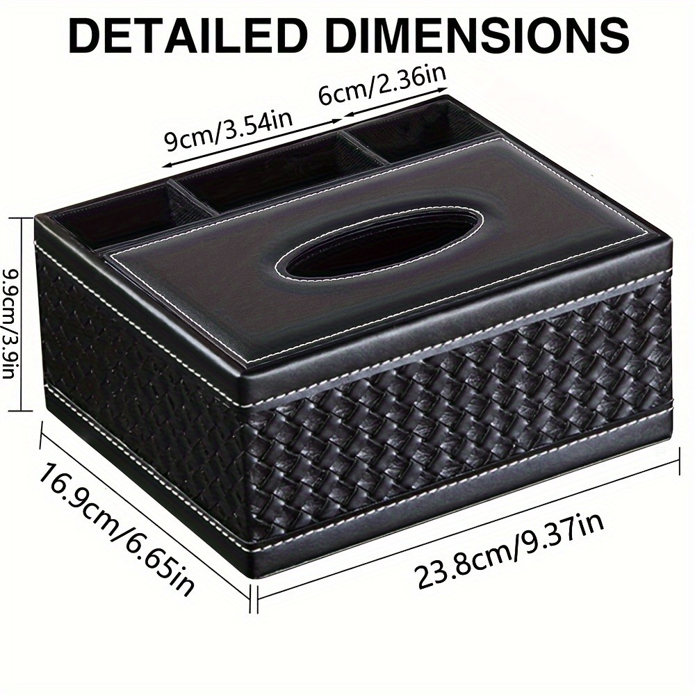 LDQ Multi-Functional Faux Leather Tissue & Storage Box  4-Compartment Organizer for Remotes, Napkins & Home Essentials