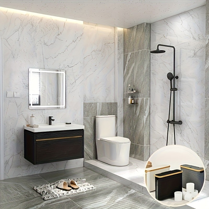 LDQ Toilet Paper Holder with Storage Basket  No-Drill Multi-Roll Organizer for Home & Office Bathrooms