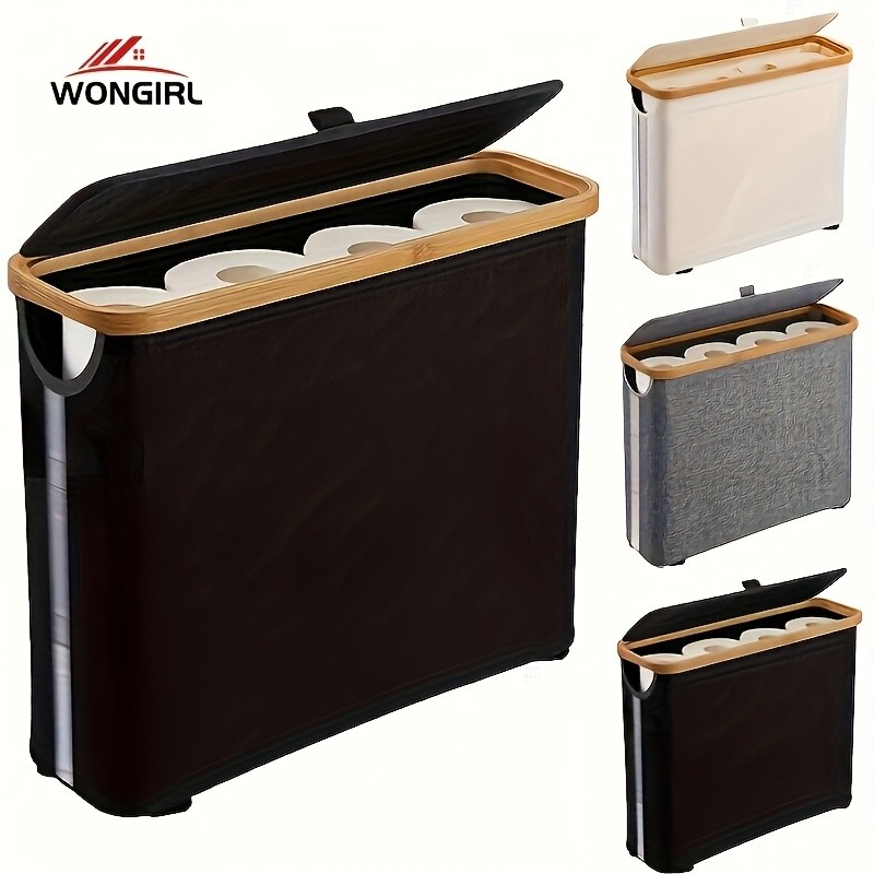 LDQ Toilet Paper Holder with Storage Basket  No-Drill Multi-Roll Organizer for Home & Office Bathrooms