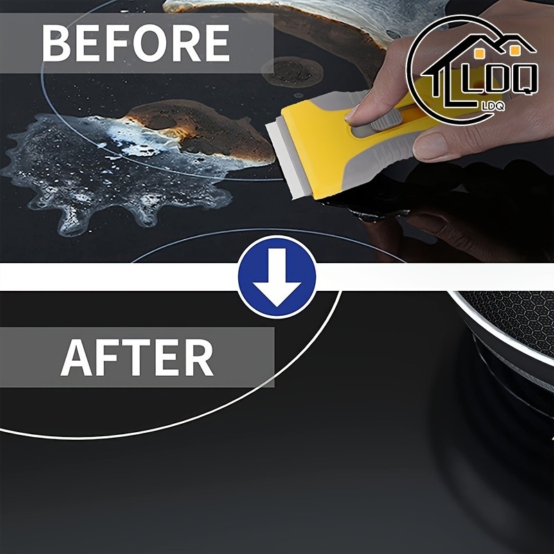 LDQ Ceramic Hob & Glass Scraper  Heavy-Duty Cleaner with 5 Stainless Steel Blades for Induction & Ceramic Cooktops