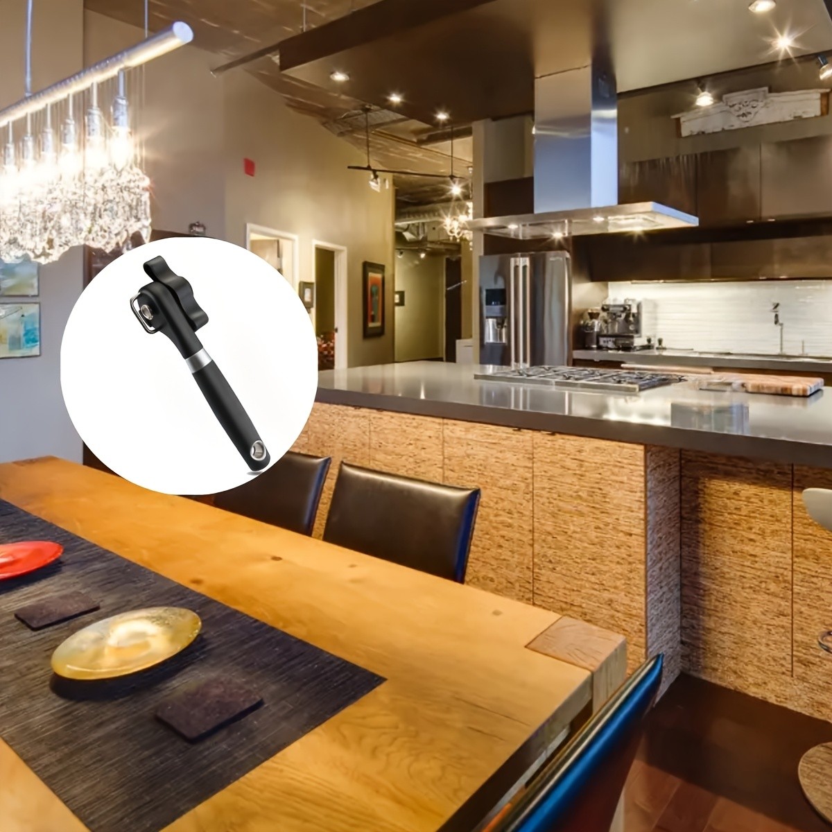 LDQ Stainless Steel TLDOD Manual Can Opener  Quick Side-Opening Kitchen Tool with Ergonomic Black Handle