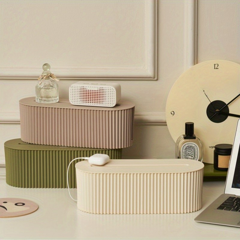 LDQ Cord Organizer Box with Lid  Scratch-Resistant Cable Management System for Desks, TV Units & Home Offices