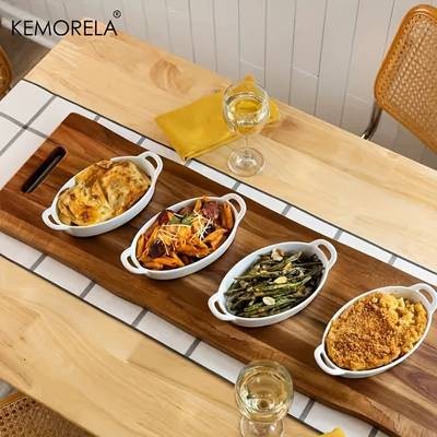 KEMORELA Extra Long Wooden Serving Board with Handles Elegant Dark Brown Charcuterie & Cutting Board