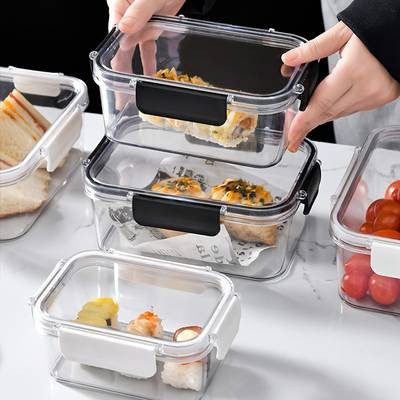 Awaoko 6pcs 16oz Fresh-Keeping Storage Boxes  Transparent Snap-Lock Acrylic Containers