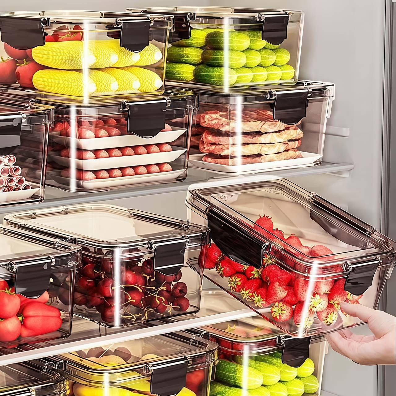 Awaoko 6pcs 16oz Fresh-Keeping Storage Boxes  Transparent Snap-Lock Acrylic Containers