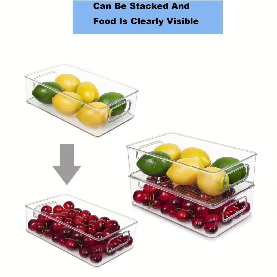 Awaoko 6pcs Transparent Refrigerator Storage Containers Durable, Multi-Purpose Fridge & Pantry Organisers