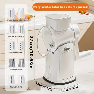 Awaoko Multi-Function Rotating Manual Vegetable Slicer  10-Blade Stainless Steel Grater