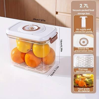 Awaoko Vacuum Timer Freshness Box Set (1pc / 3pcs)  Square Acrylic Food Storage with Drainage Partition & Vacuum Pump