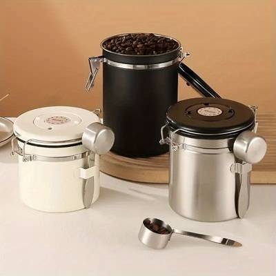 Awaoko 304 Stainless Steel Airtight Container Set (2pcs)  1 Airtight Canister + 1 Spoon