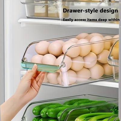 Awaoko 6pcs Large-Capacity Transparent Refrigerator Storage Boxes Stackable PET Organiser Bins
