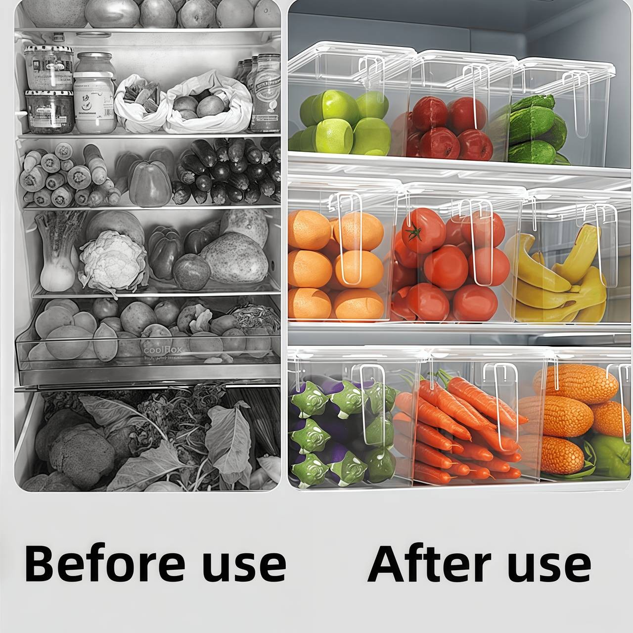 Awaoko 3pcs Extra Large Refrigerator Storage Boxes with Lids Heavy-Duty, Stackable & Transparent