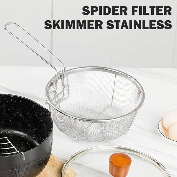 Awaoko 2pcs Stainless Steel Baking Basket Set  Heavy-Duty 304 Mesh Fry Baskets with Hooks & Legs