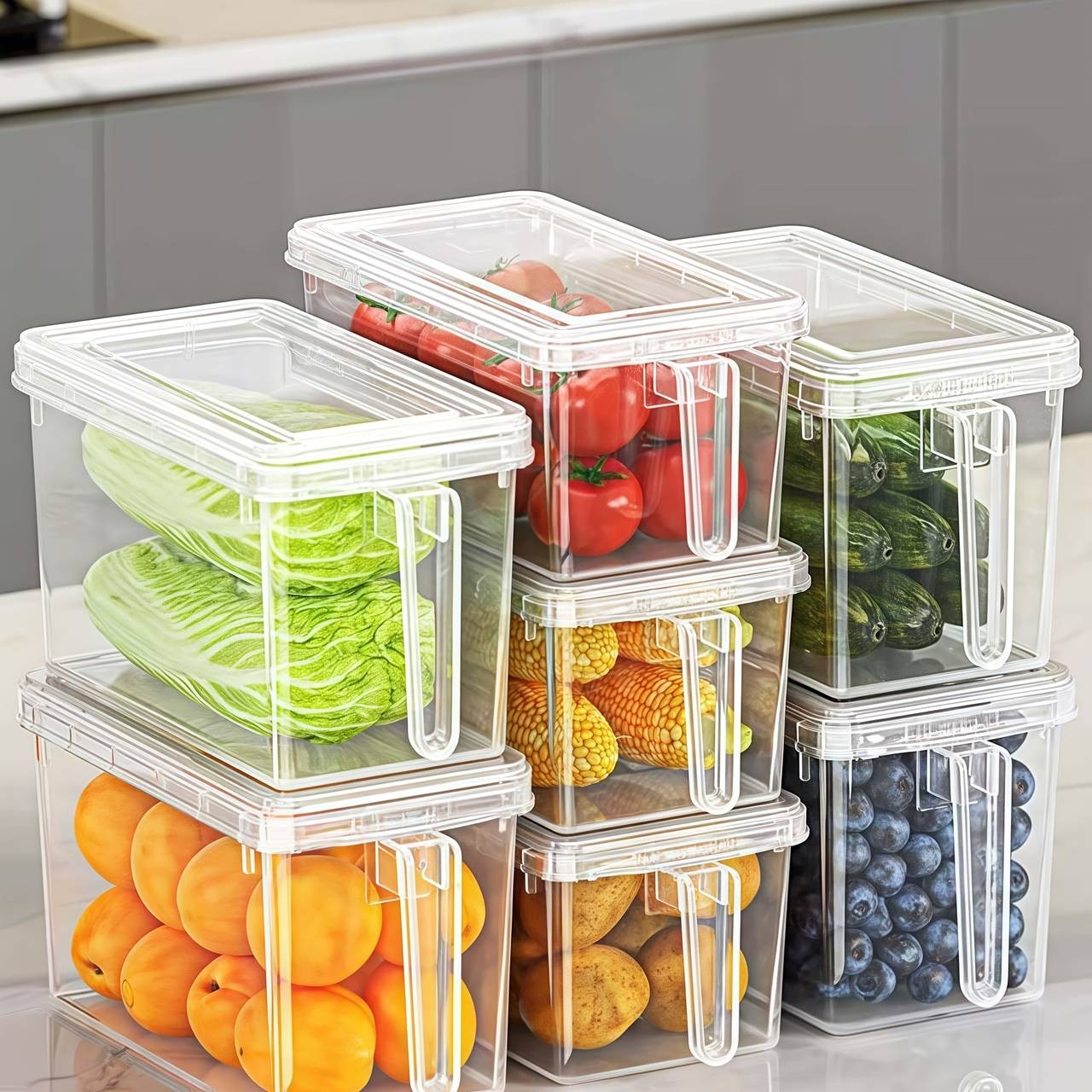 Awaoko 3pcs Large Refrigerator Storage Containers with Handles  Durable Stackable Fridge & Pantry Bins