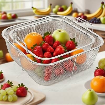 Awaoko 2pcs Stainless Steel Deep Frying Basket Set Heavy-Duty Mesh Drainer (7.8 & 9.4)