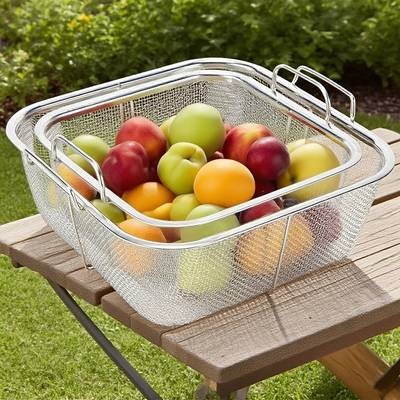 Awaoko 2pcs Stainless Steel Deep Frying Basket Set Heavy-Duty Mesh Drainer (7.8 & 9.4)