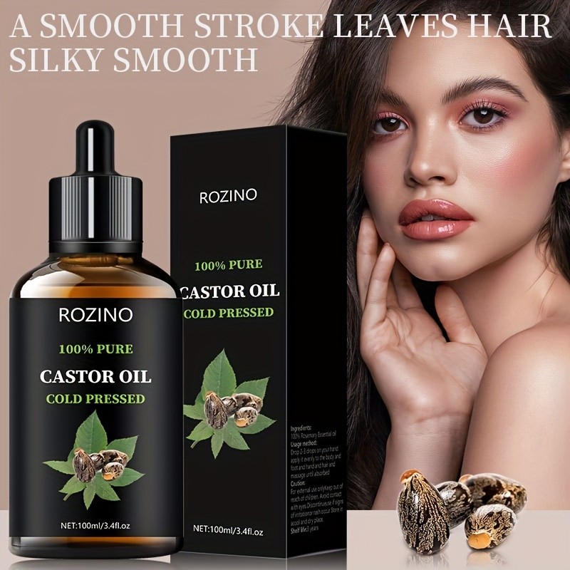ROZINO Unrefined Castor Oil  Cold-Pressed Hair, Skin & Nail Care Solution