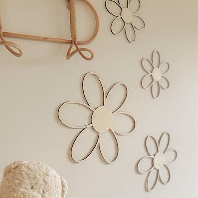 YIMUWN Nordic Style Wooden Daisy Wall Decor  Self-Adhesive, Reusable Floral Cut-Out Wall Art