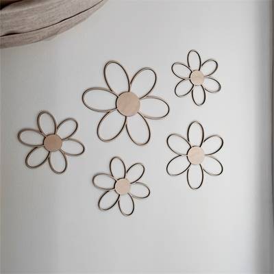 YIMUWN Nordic Style Wooden Daisy Wall Decor  Self-Adhesive, Reusable Floral Cut-Out Wall Art