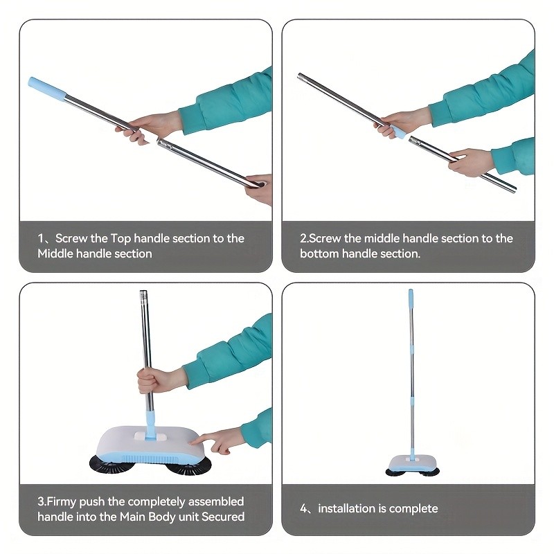 LDQ 2-in-1 Handheld Sweeper & Mop Combo Automatic Push Broom with Dustpan for Effortless NZ Floor Cleaning