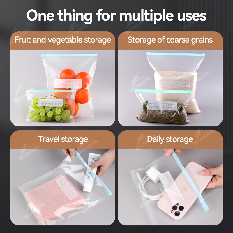 LDQ 60pcs Leak-Proof Food Storage Bag Set  Reusable Multi-Size Kitchen Organisers for Fresher NZ Ingredients