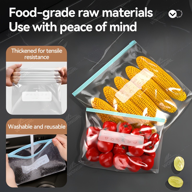 LDQ 60pcs Leak-Proof Food Storage Bag Set  Reusable Multi-Size Kitchen Organisers for Fresher NZ Ingredients