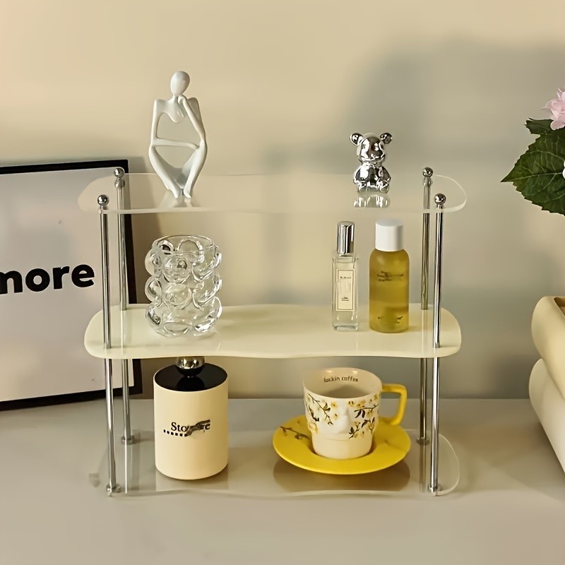 LDQ Two-Tier Acrylic Desktop Shelf  Detachable Space-Saving Organiser for NZ Beauty & Workspaces