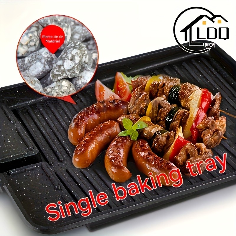 LDQ Smokeless Non-Stick Grill Pan  Durable Aluminium Alloy Rectangular Tray for Easy NZ Indoor & Outdoor BBQ