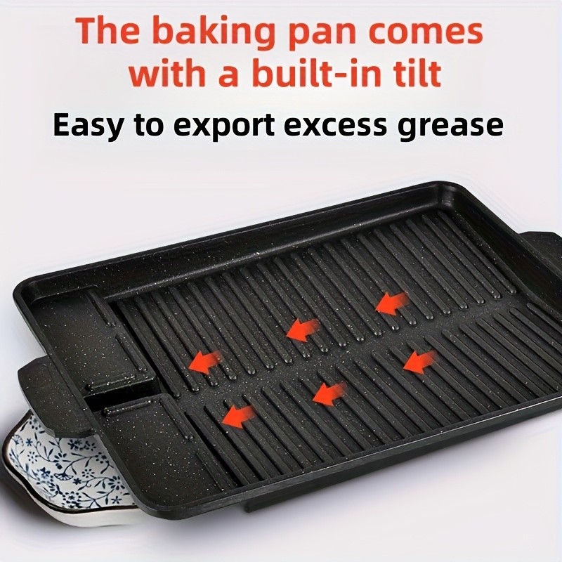 LDQ Smokeless Non-Stick Grill Pan  Durable Aluminium Alloy Rectangular Tray for Easy NZ Indoor & Outdoor BBQ