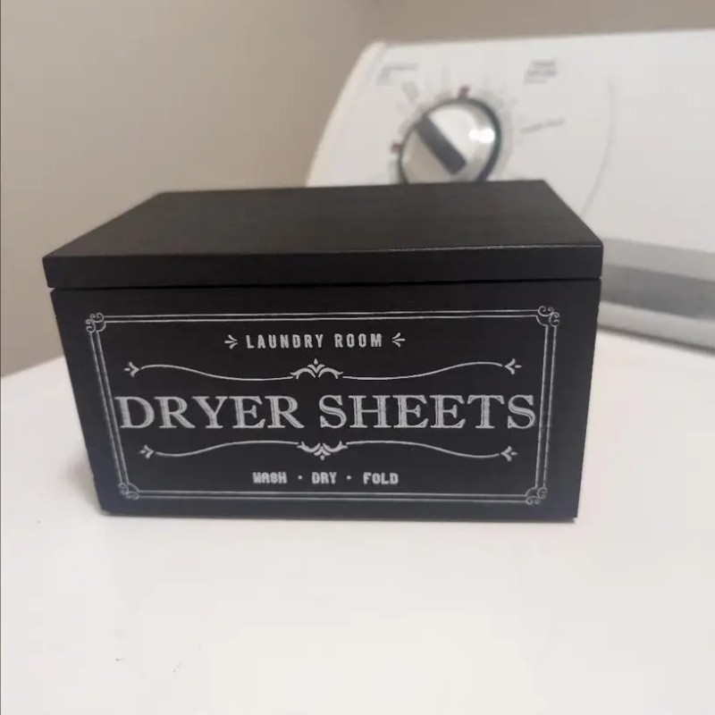 LDQ Rustic Dryer Sheet Holder  Hinged-Lid Farmhouse Container for Neat NZ Laundry Storage & Organisation