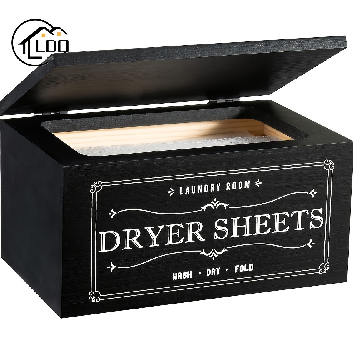 LDQ Rustic Dryer Sheet Holder  Hinged-Lid Farmhouse Container for Neat NZ Laundry Storage & Organisation
