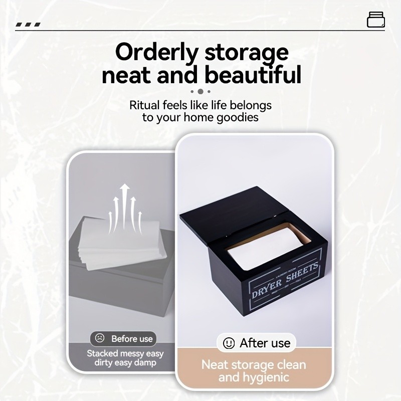 LDQ Rustic Dryer Sheet Holder  Hinged-Lid Farmhouse Container for Neat NZ Laundry Storage & Organisation
