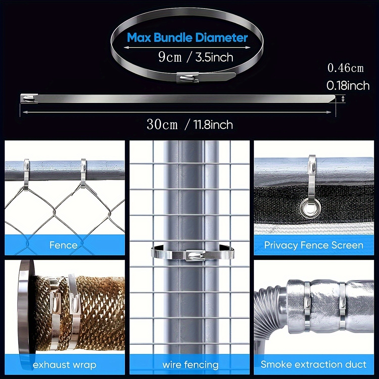 LDQ Heavy-Duty Stainless Steel Zip Ties  100pcs Rustproof Self-Locking Fasteners for NZ Vehicles, Machinery & Outdoor Use