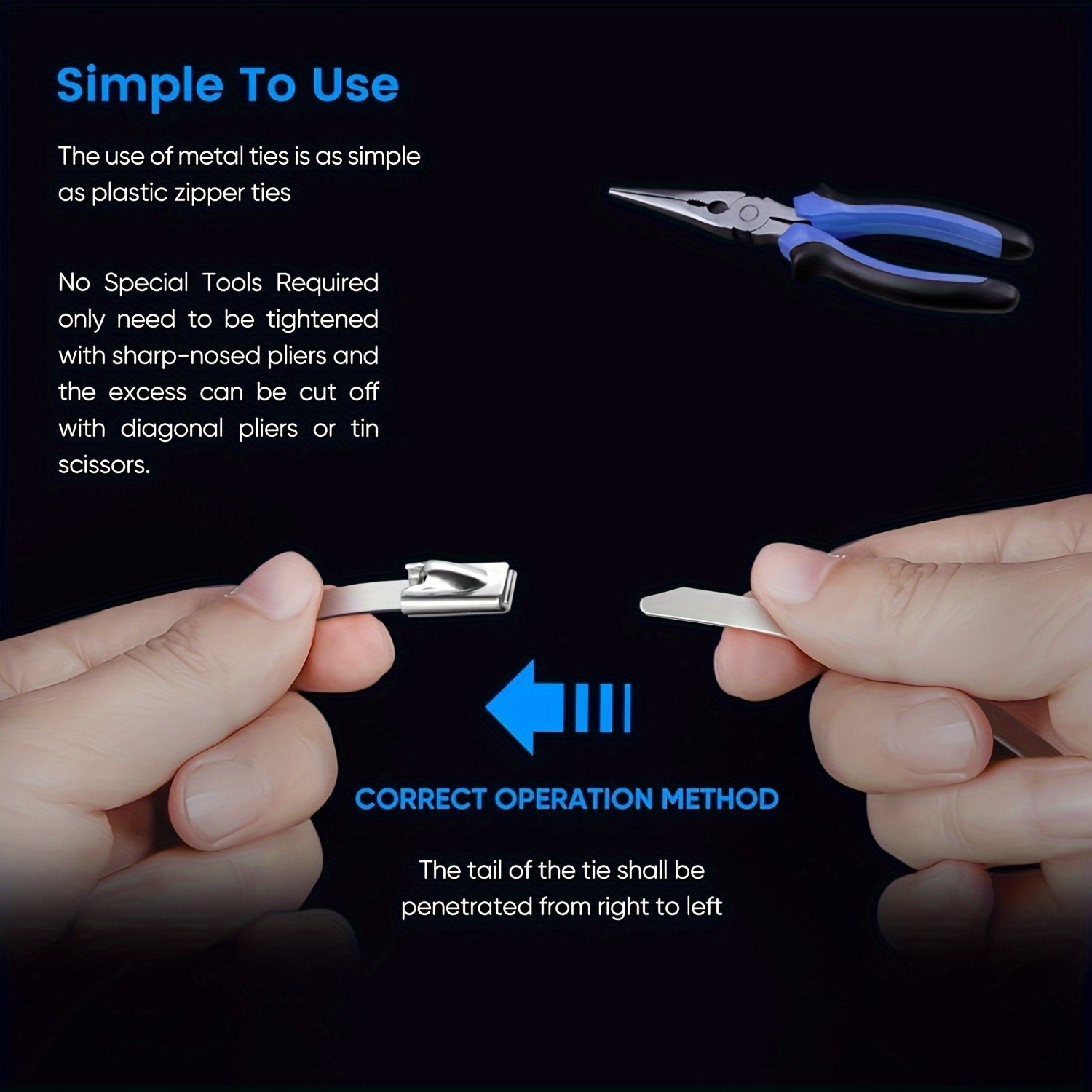 LDQ Heavy-Duty Stainless Steel Zip Ties  100pcs Rustproof Self-Locking Fasteners for NZ Vehicles, Machinery & Outdoor Use