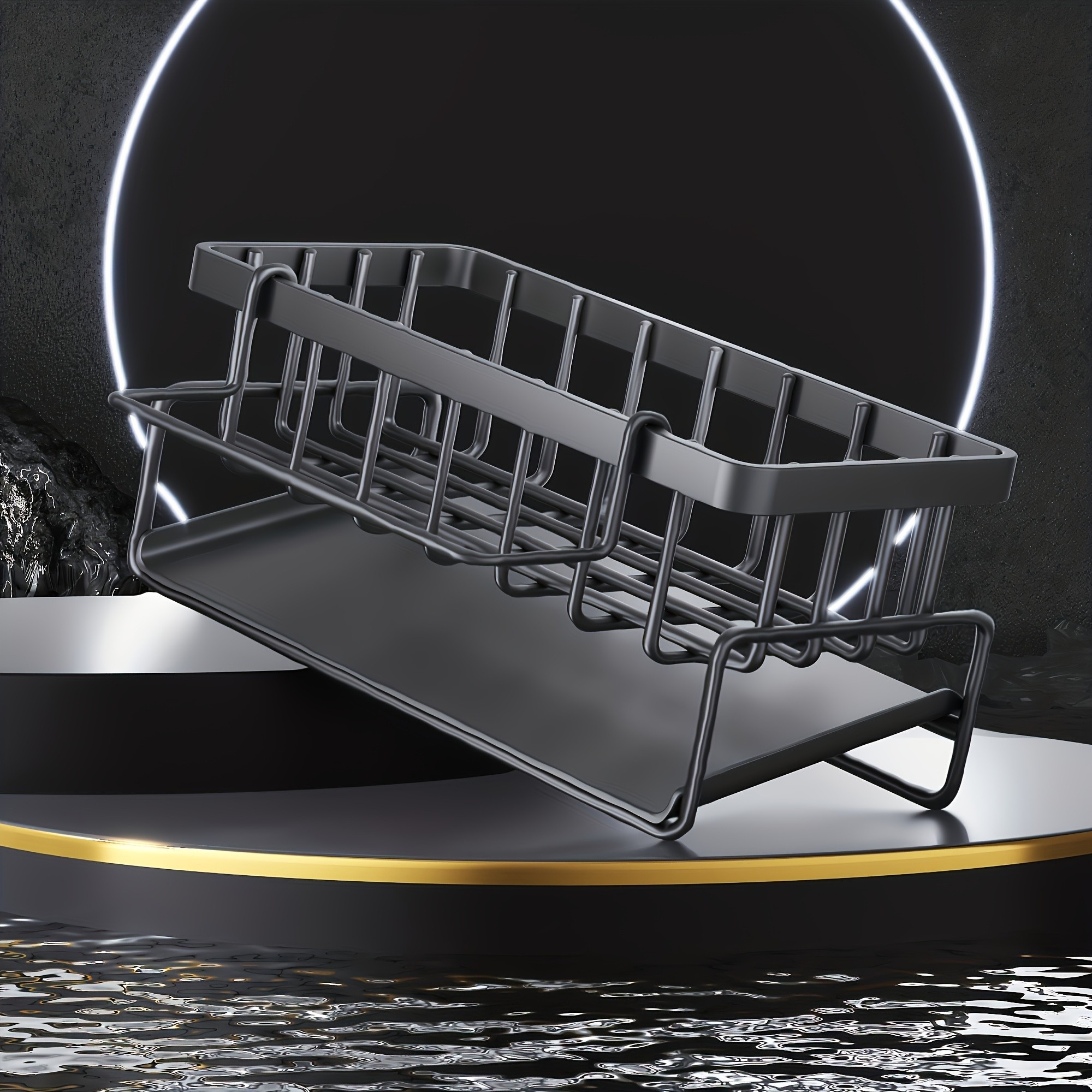 MCMLS Carbon Steel Sink Caddy Heavy-Duty Black Countertop Rack for Smart NZ Kitchen Organisation