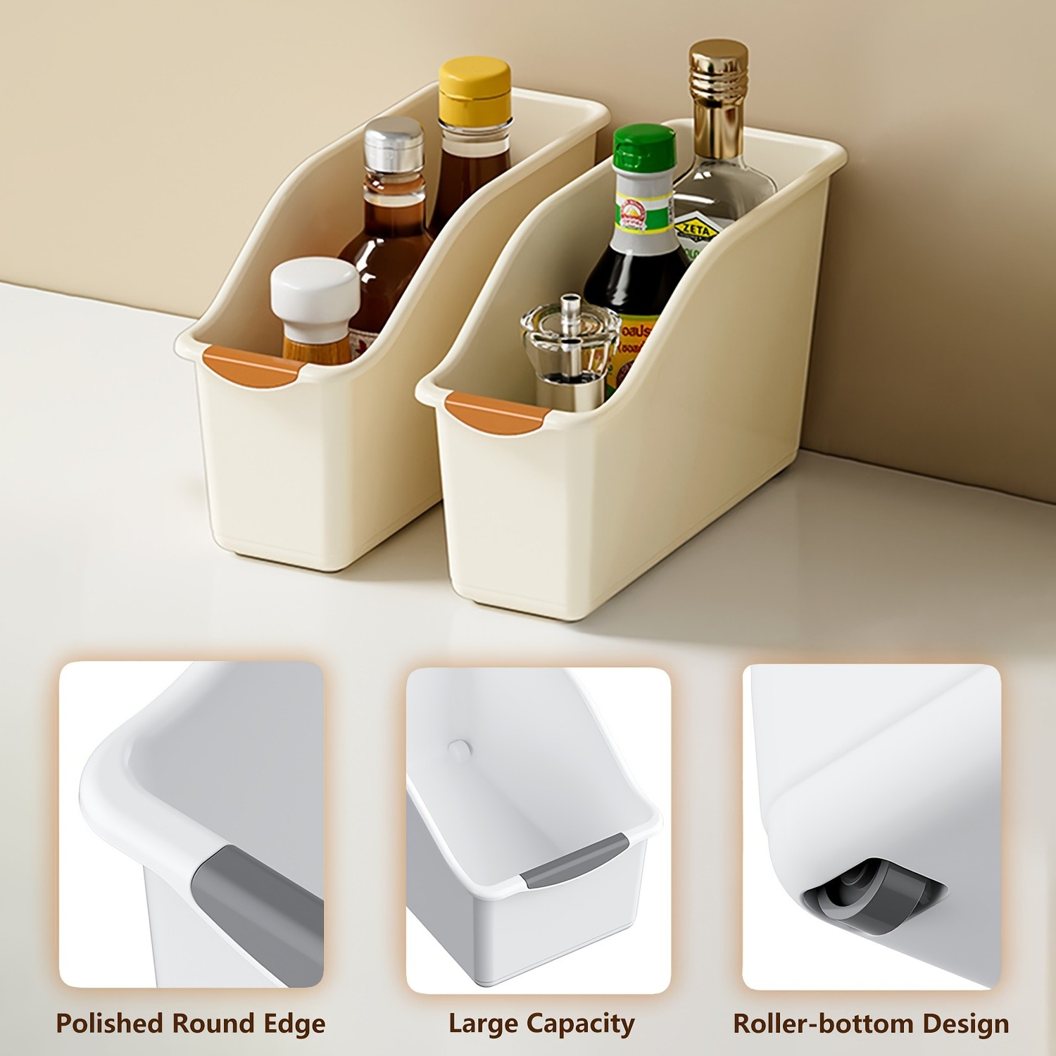 MCMLS Curved-Design Storage Box Set  Heavy-Duty Multi-Compartment Bins for Smart NZ Kitchen & Home Organisation