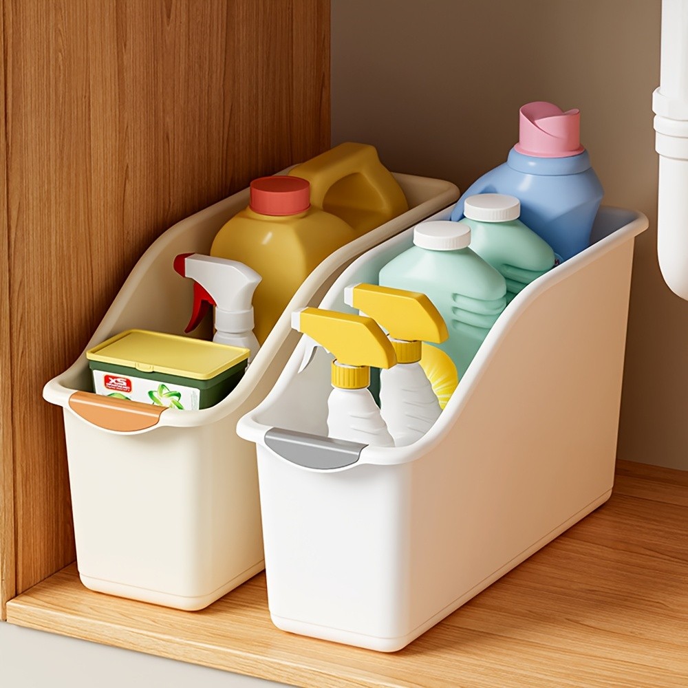 MCMLS Curved-Design Storage Box Set  Heavy-Duty Multi-Compartment Bins for Smart NZ Kitchen & Home Organisation