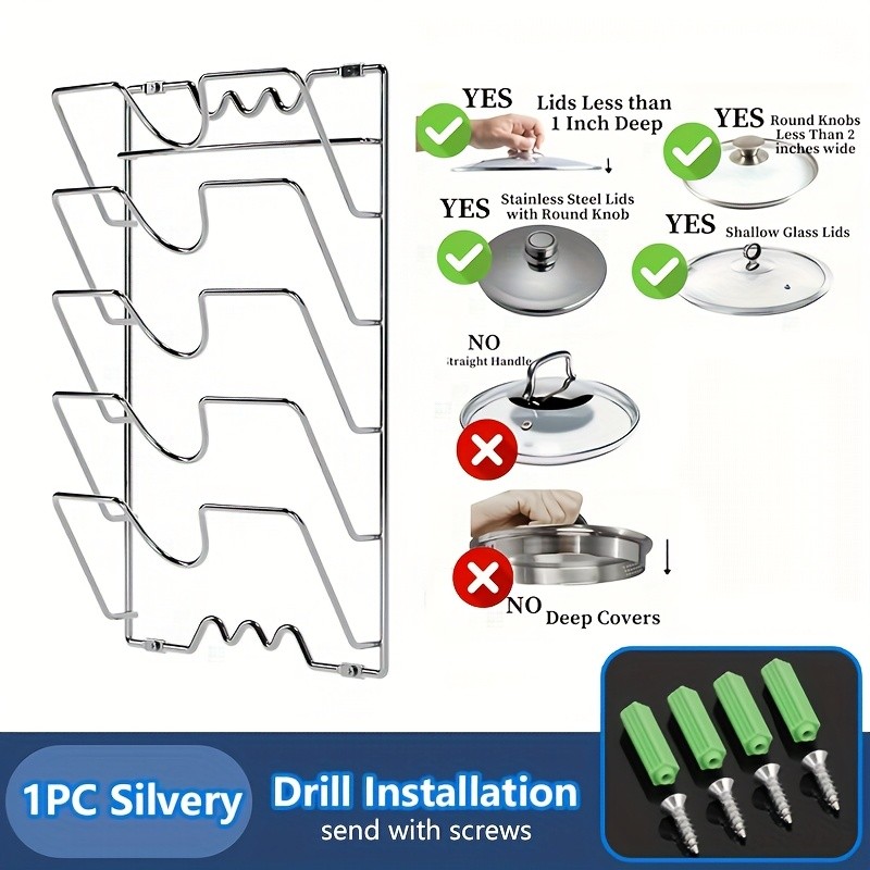 MCMLS Vertical Metal Pot Lid Rack  Heavy-Duty Multi-Tier Space-Saving Holder for NZ Cabinets & Pantries