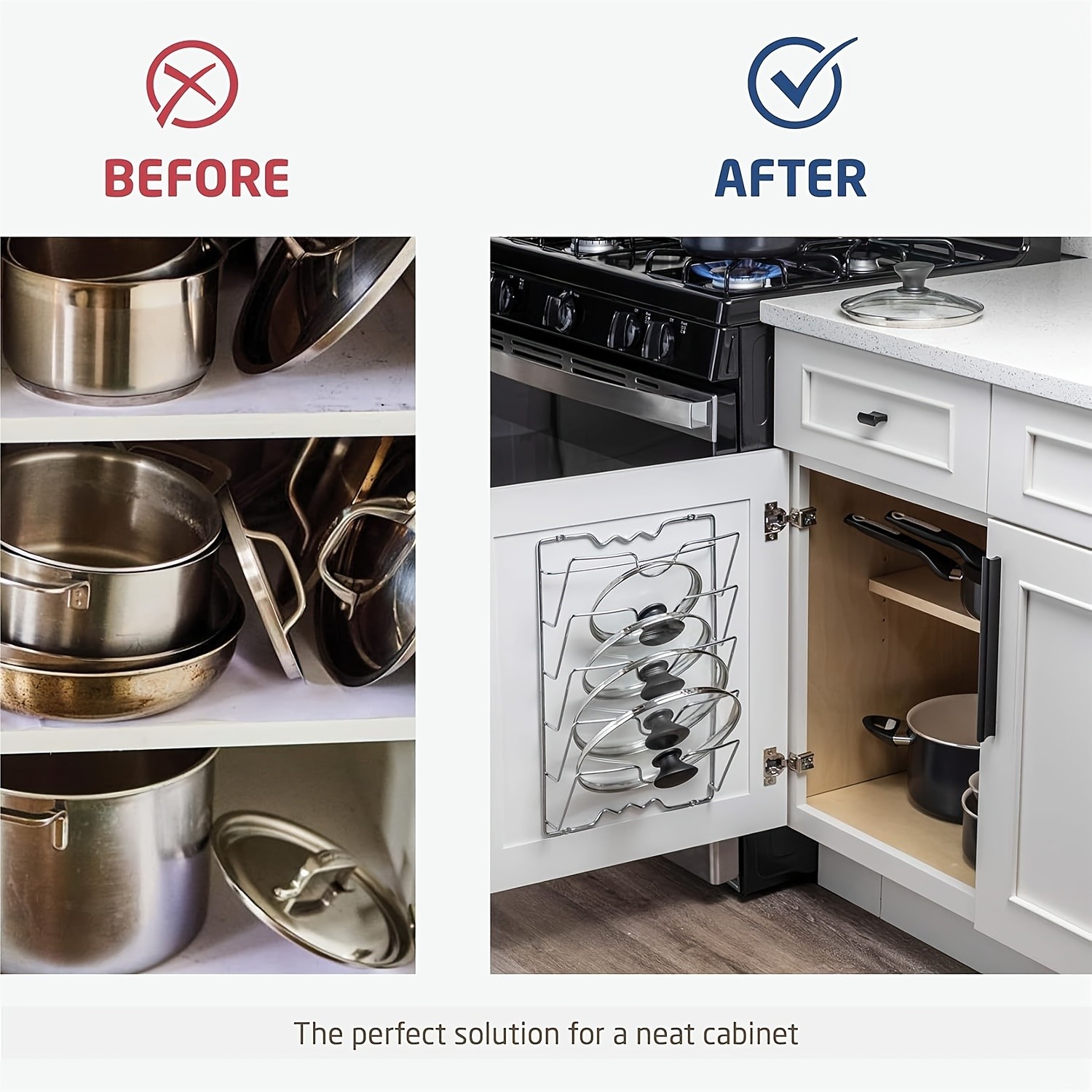 MCMLS Vertical Metal Pot Lid Rack  Heavy-Duty Multi-Tier Space-Saving Holder for NZ Cabinets & Pantries