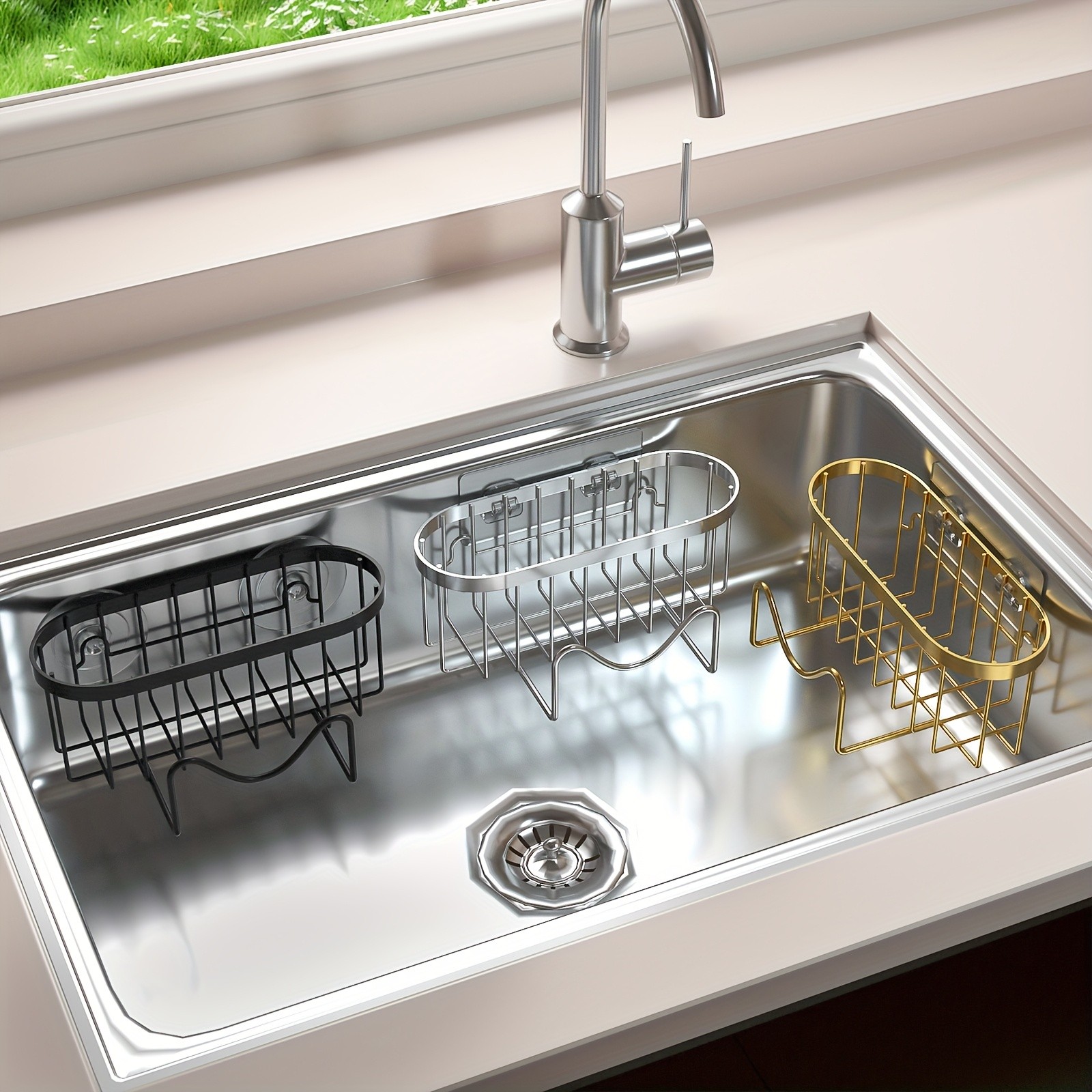 MCMLS 2-in-1 Stainless Steel Wall-Mounted Sink Caddy Heavy-Duty Over-Sink Storage Rack for Modern NZ Kitchens
