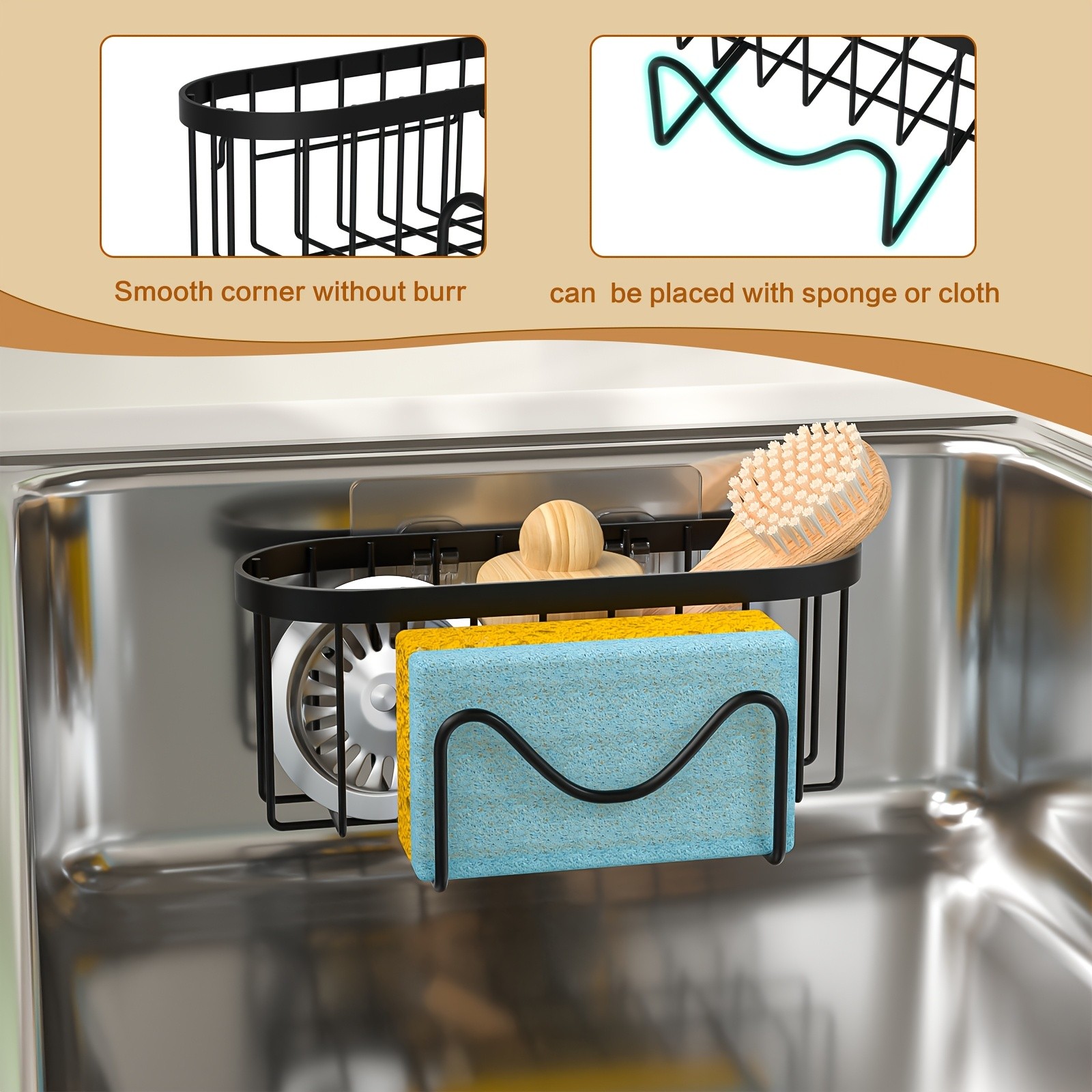 MCMLS 2-in-1 Stainless Steel Wall-Mounted Sink Caddy Heavy-Duty Over-Sink Storage Rack for Modern NZ Kitchens