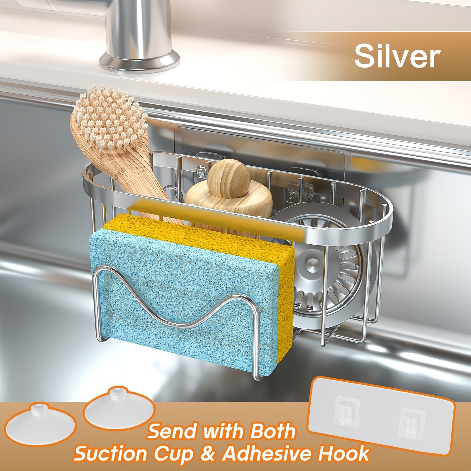 MCMLS 2-in-1 Stainless Steel Wall-Mounted Sink Caddy Heavy-Duty Over-Sink Storage Rack for Modern NZ Kitchens